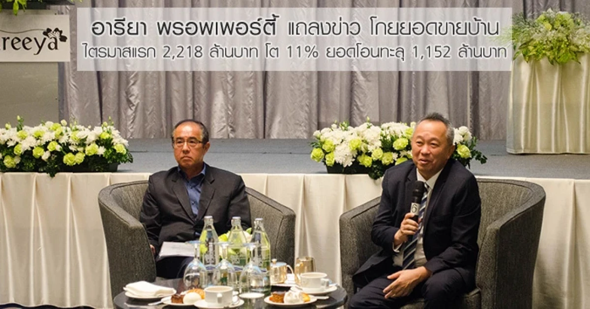 อารียาฯ โกยยอดขายบ้านไตรมาสแรก 2,218 ล้านบาท โต 11% ยอดโอนทะลุ 1,152 ล้านบาท