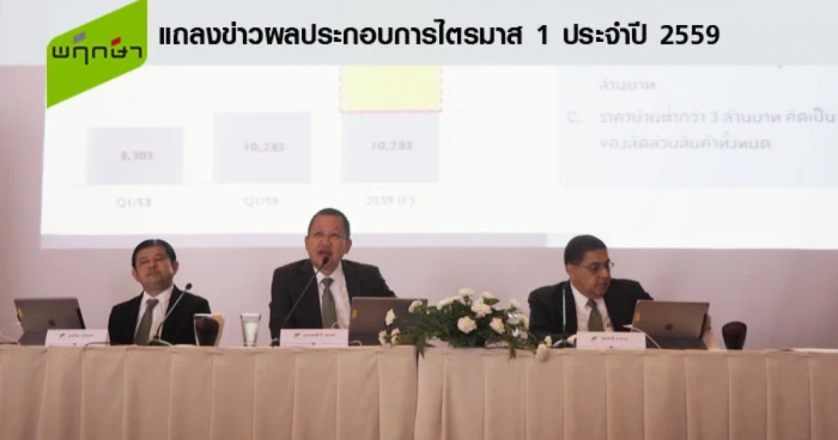 พฤกษา แถลงผลประกอบการไตรมาส 1/59 กำไรสุทธิ 1,266 ล้านบาท ประกาศปรับเป้ารายได้ทั้งปีเพิ่มเป็น 53,000 ล้านบาท