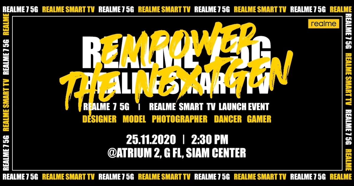 นับถอยหลังสู่พลังความเร็ว 5G สำหรับทุกคน ใน realme 7 5G & realme Smart TV Launch Event
