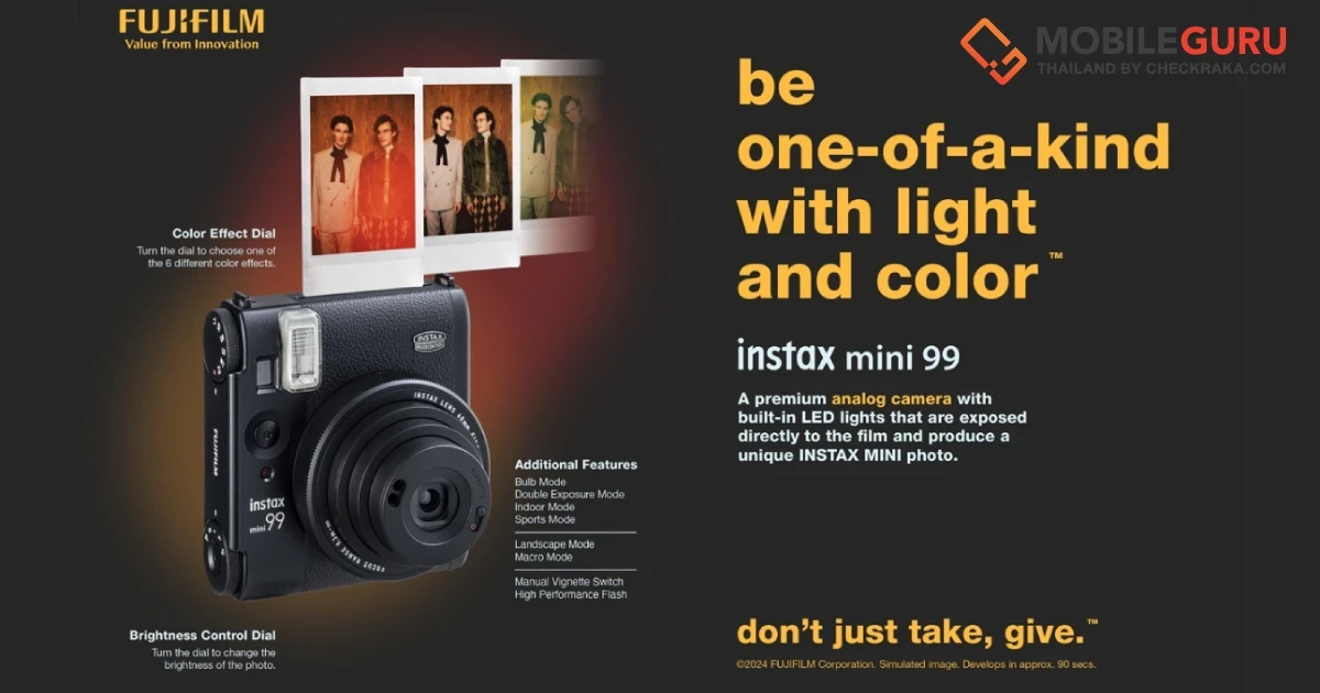 ฟูจิฟิล์ม เปิดตัว “INSTAX mini 99TM” กล้องอนาล็อกสัมผัสหรูหรา พร้อมเปิดตัวฟิล์มขนาดมินิ