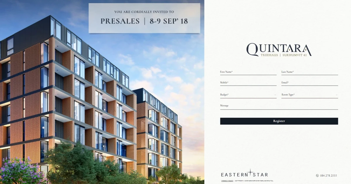 Eastern Star เปิดตัว "Quintara Treehaus สุขุมวิท42" คอนโด BTS เอกมัย ลงทะเบียนเพื่อรับส่วนลดพิเศษสูงสุด 400,000 บ.*