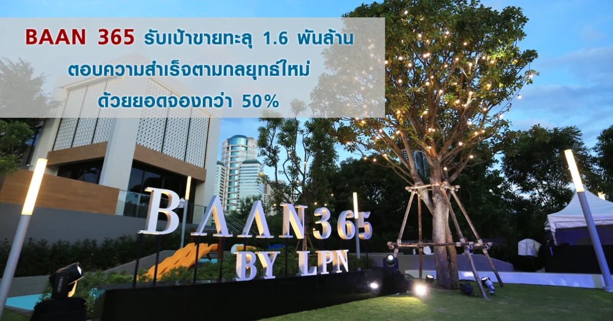 BAAN 365 รับเป้าขายทะลุ 1.6 พันล้าน ตอบความสำเร็จตามกลยุทธ์ใหม่ด้วยยอดจองกว่า 50%