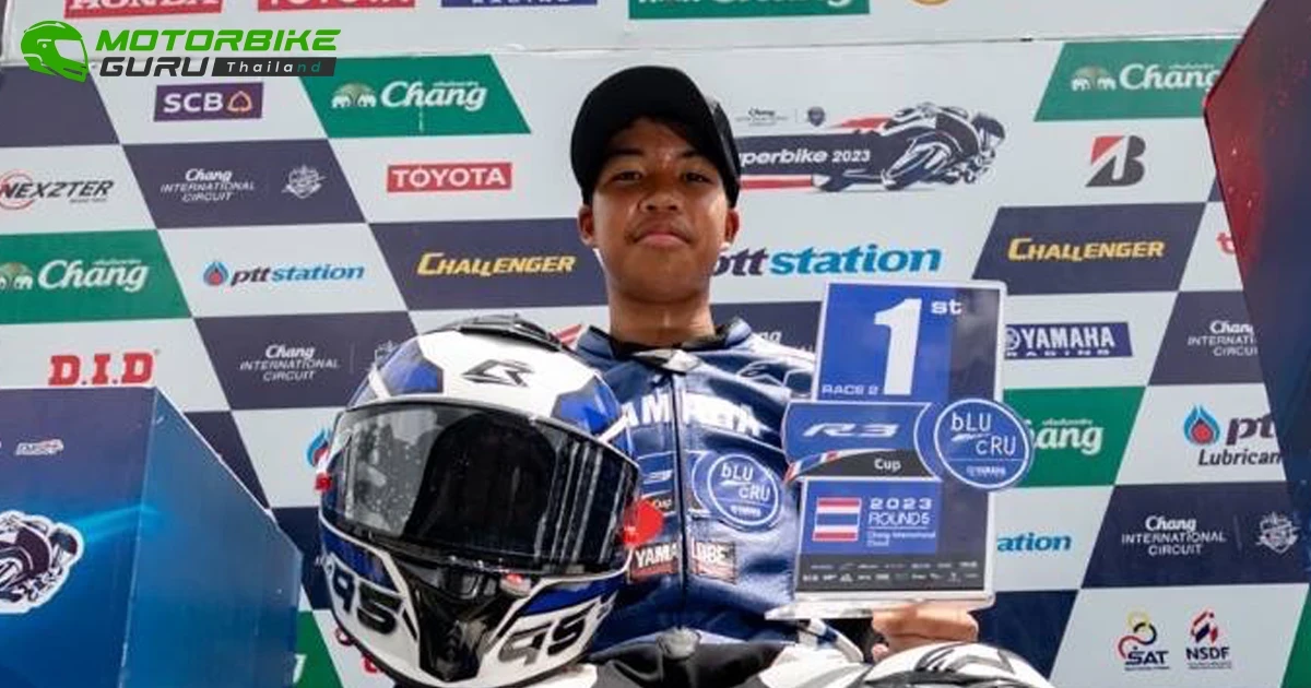 พงศ์สถิต แสนหลวง คว้าดับเบิลโพเดียม ปิดจ็อบรับแชมป์ YAMAHA R3 bLU cLU Thailand 2023