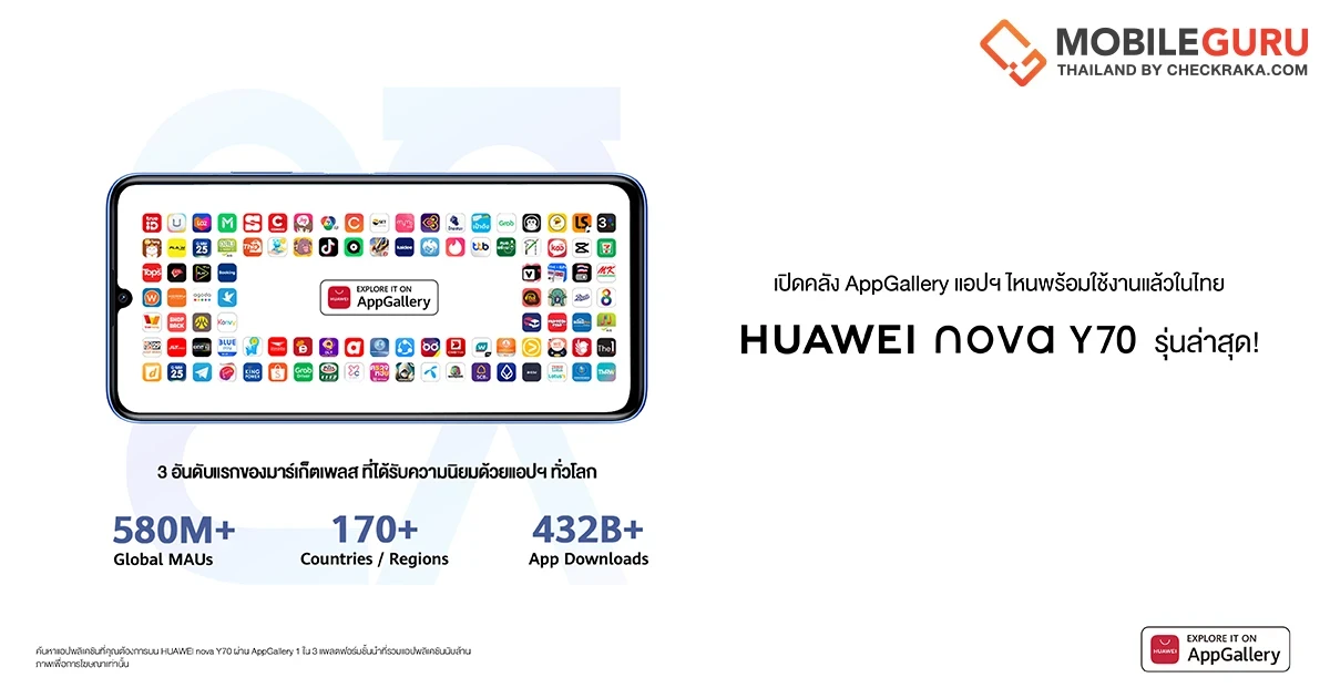 เปิดคลัง AppGallery แอปฯ ไหนพร้อมใช้งานแล้วในไทย กับ HUAWEI nova Y70 รุ่นล่าสุด!