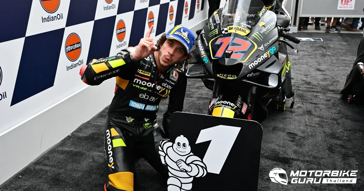 Bezzecchi คว้าชัยใน #IndianGP ส่วน Bagnaia พลาดล้มทำให้คะแนนสะสม Martin ไล่จ่อเพียง 13 แต้ม