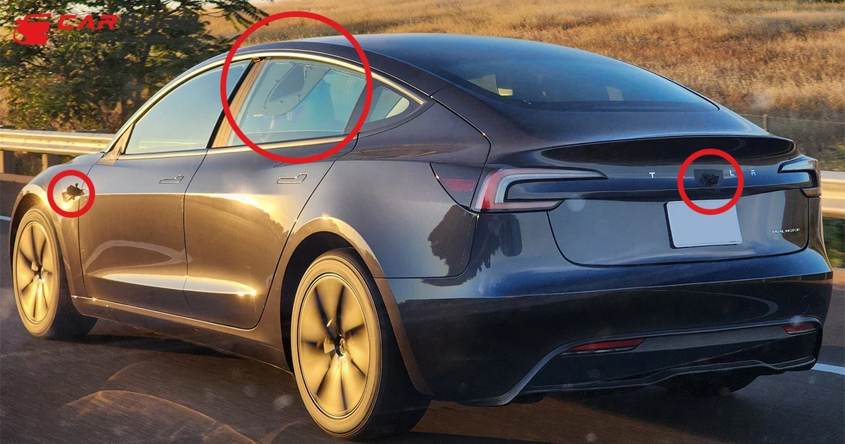 แอบถ่าย Tesla Model 3 ใหม่ ไร้กระจกข้าง เปลี่ยนเป็นกล้องแทน - สัญญาณของ RoboTaxi?
