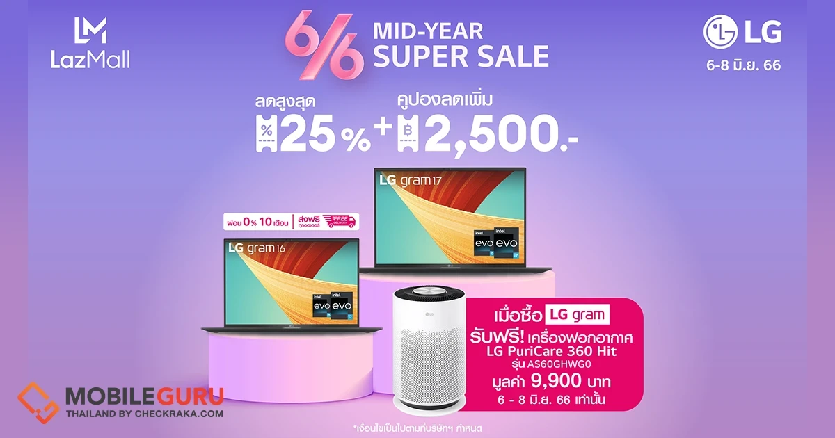 แอลจี จัดโปรพิเศษในแคมเปญ Lazada 6.6 MEGA WOW SALE