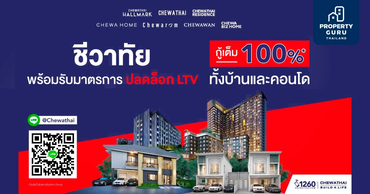 ชีวาทัย ปลดล็อคตอบรับ LTV กู้ได้ 100%* ทั้งบ้านและคอนโด ส่วนลดสูงสุด 1 ล้านบาท*