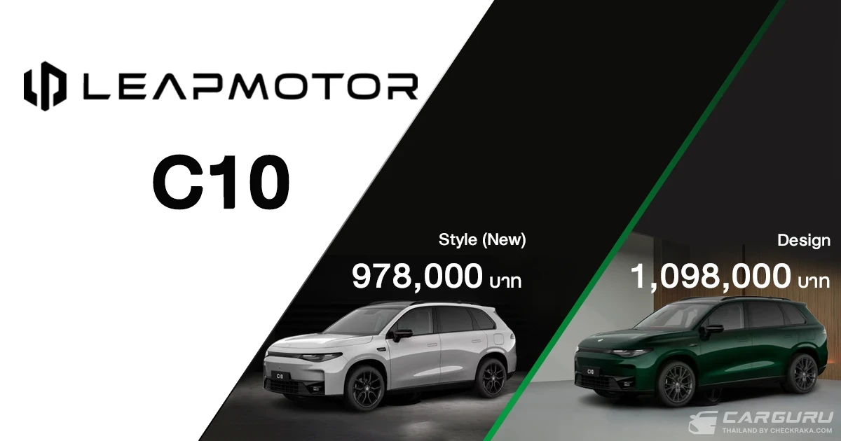 Leapmotor C10 ปรับเพิ่มรุ่น Style ราคา 978,000 บาท เป็นอีกหนึ่งรุ่นที่จะเข้ามาทำตลาดรถ EV ในประเทศไทย Leapmotor C10 ปรับเพิ่มรุ่น Style ราคา 978,000 บาท เป็นอีกหนึ่งรุ่นที่จะเข้ามาทำตลาดรถ EV ในประเทศไทย