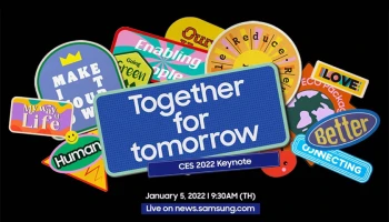 ซัมซุงเตรียมเผยวิสัยทัศน์แรกแห่งปี 'Together for Tomorrow' ในงาน CES 2022 รับชมพร้อมกัน 5 ม.ค. 65 เวลา 09.30 น.