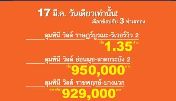 แรงสุดๆ ลุมพินี ขนโปรโมชั่นสุดร้อนแรง กับแคมเปญ "17 มี.ค. วันเดียวกับ 3 ทำเลเด็ด"