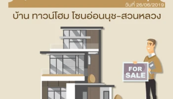 Update ราคา & โปรโมชั่น บ้านทาวน์โฮม โซนอ่อนนุช สวนหลวง น่าสนใจล่าสุด ณ วันที่ 26 มิถุนายน 2562