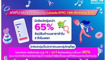 Lazada เผยผลสำรวจนักช้อปผู้หญิง คือนักล่าส่วนลดกลุ่มใหญ่ที่สุด จากแคมเปญ "ช้อปสนุกสุขเต็มสิบ เซลใหญ่วันเกิด 10 ปี"