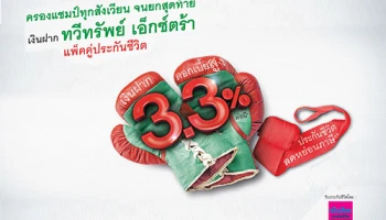 เงินฝากทวีทรัพย์ เอ็กซ์ตร้า แพ็คคู่ประกันชีวิต ดอกเบี้ยสูง 3.3% จาก ธ.กสิกรไทย