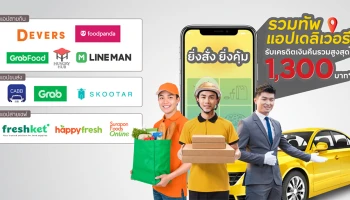 รวมทัพแอปเดลิเวอร์รี ยิ่งสั่ง ยิ่งคุ้ม รับเครดิตเงินคืนรวมสูงสุด 1,300 บาทตลอดรายการ