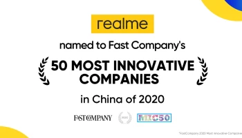 realme ได้รับการเสนอชื่อเป็นหนึ่งใน "50 สุดยอดบริษัทด้านนวัตกรรม" ในประเทศจีนประจำปี 2563