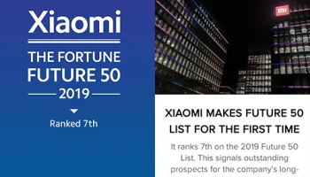 เสียวหมี่ ติดโผ 50 บริษัทดาวรุ่งและบริษัทที่มาแรงแห่งอนาคต ของ FUTURE 50 LIST