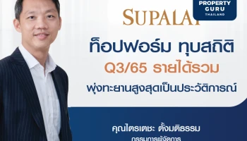 ศุภาลัยท็อปฟอร์ม ทุบสถิติ Q3/65 รายได้รวม พุ่งทะยานสูงสุดเป็นประวัติการณ์