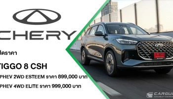 CHERY เปิดราคา TIGGO 8 CSH เริ่ม 899,000 บาท มอบราคาพิเศษแทนคำขอบคุณลูกค้า พร้อมส่งมอบรถทันที