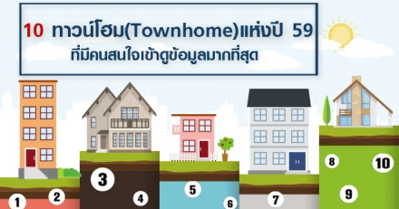 10 ทาวน์โฮม (Townhome) แห่งปี 59 ที่มีคนสนใจเข้าดูข้อมูลมากที่สุด ในเว็บไซต์ CheckRaka.com