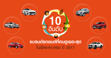 10 อันดับรถยนต์แบรนด์รถยนต์ที่คนดูเยอะสุดในเช็คราคา.คอม ปี 2017