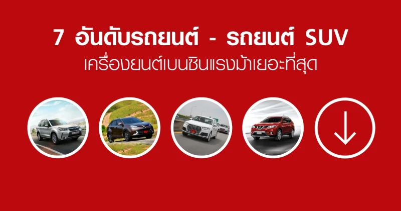 7 อันดับรถยนต์ SUV เครื่องยนต์เบนซินแรงม้าเยอะที่สุด