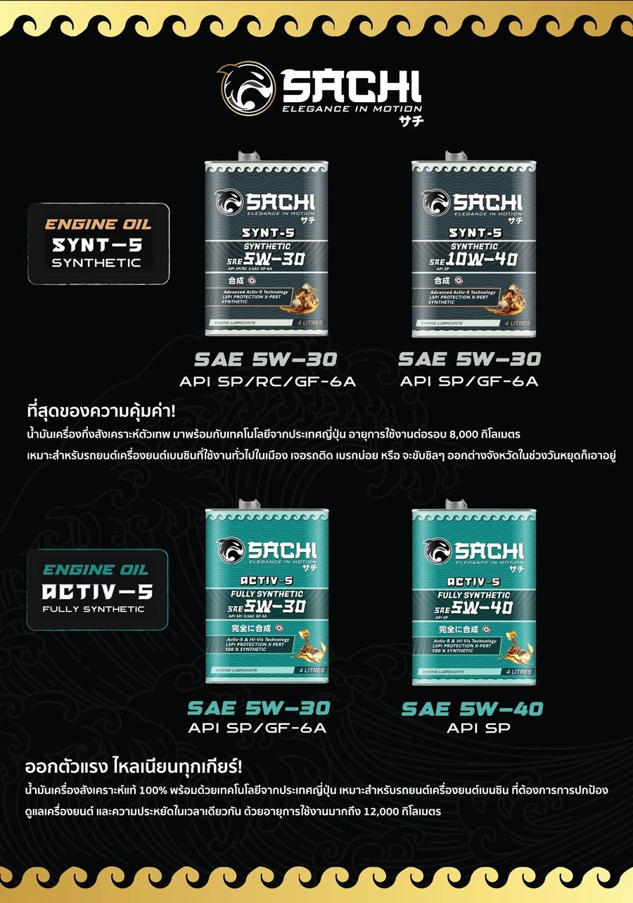 น้ำมันเครื่อง SACHI สำหรับสายซิ่งญี่ปุ่นบุกไทยแล้ว! พร้อมเปิดตัวครั้ง ...