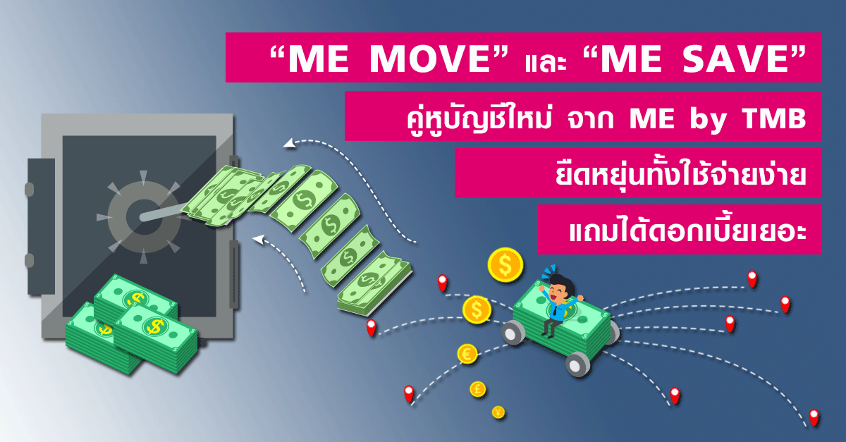 Me Move และ Me Save คู่หูบัญชีใหม่ จาก Me By Tmb ยืดหยุ่นทั้งใช้จ่ายง่าย  แถมได้ดอกเบี้ยเยอะ | เช็คราคา.คอม
